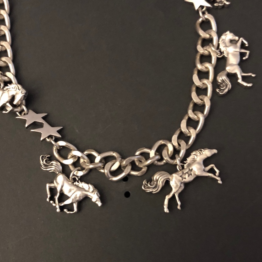 Zara x TwoJeys Silver Tone Horse Charm Necklace Star & Boot Accents OS NWT - Picture 7 of 16